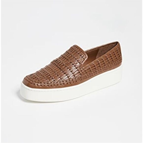 VINCE Stafford Womens Woven Leather Platform Slip On Sneakers - Picture 3 of 15